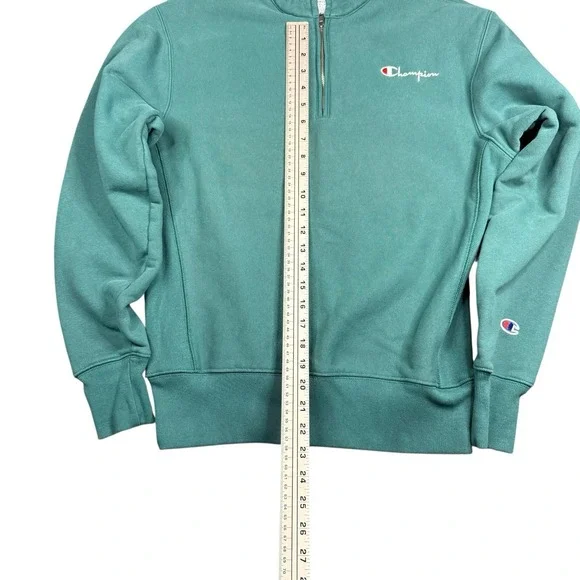 Champion Sweater Mens Small 1/4 Zip Pullover Sweatshirt Teal Green Reverse Weave - Picture 5 of 6